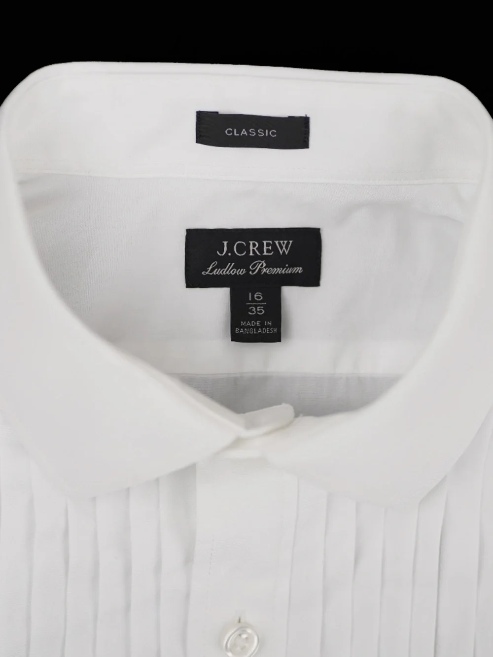 JCREW Size 16 / 35 Ludlow Pleated-Bib Tuxedo Shirt in White $168 BN777